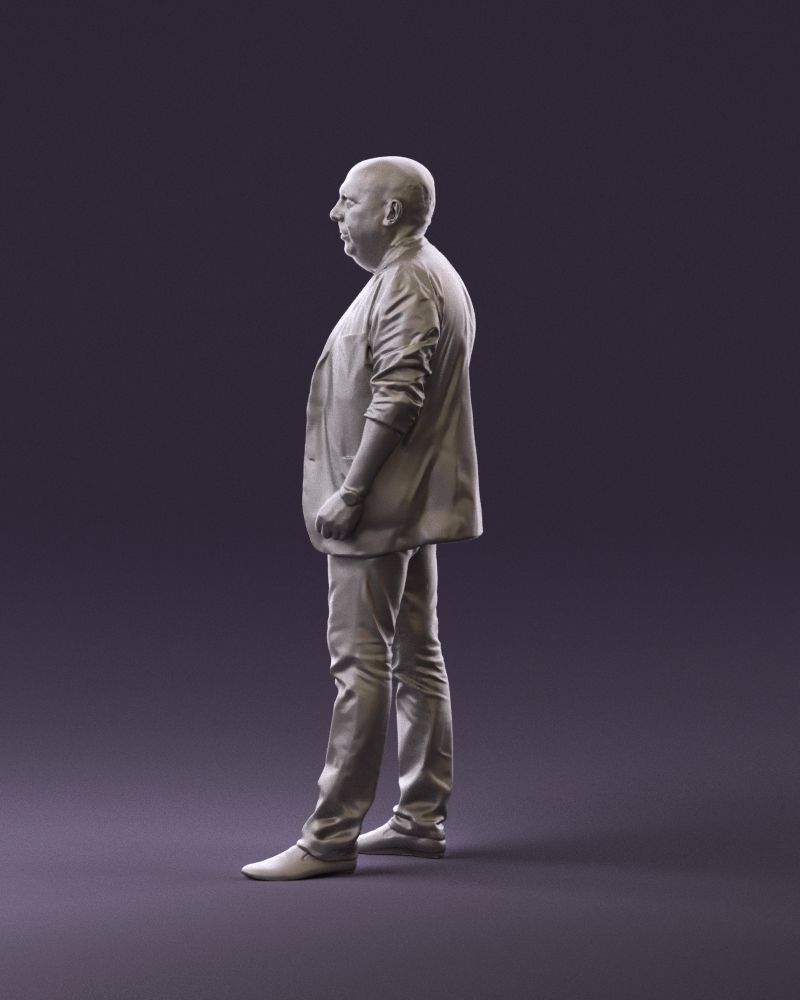 Skinhead man in dar jacket red shirt inside 0933 3D Print Ready 3D print model_8