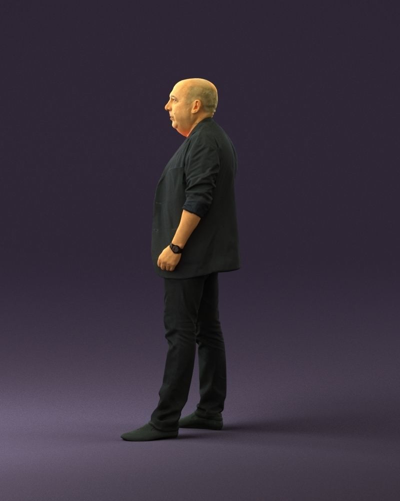 Skinhead man in dar jacket red shirt inside 0933 3D Print Ready 3D print model_20