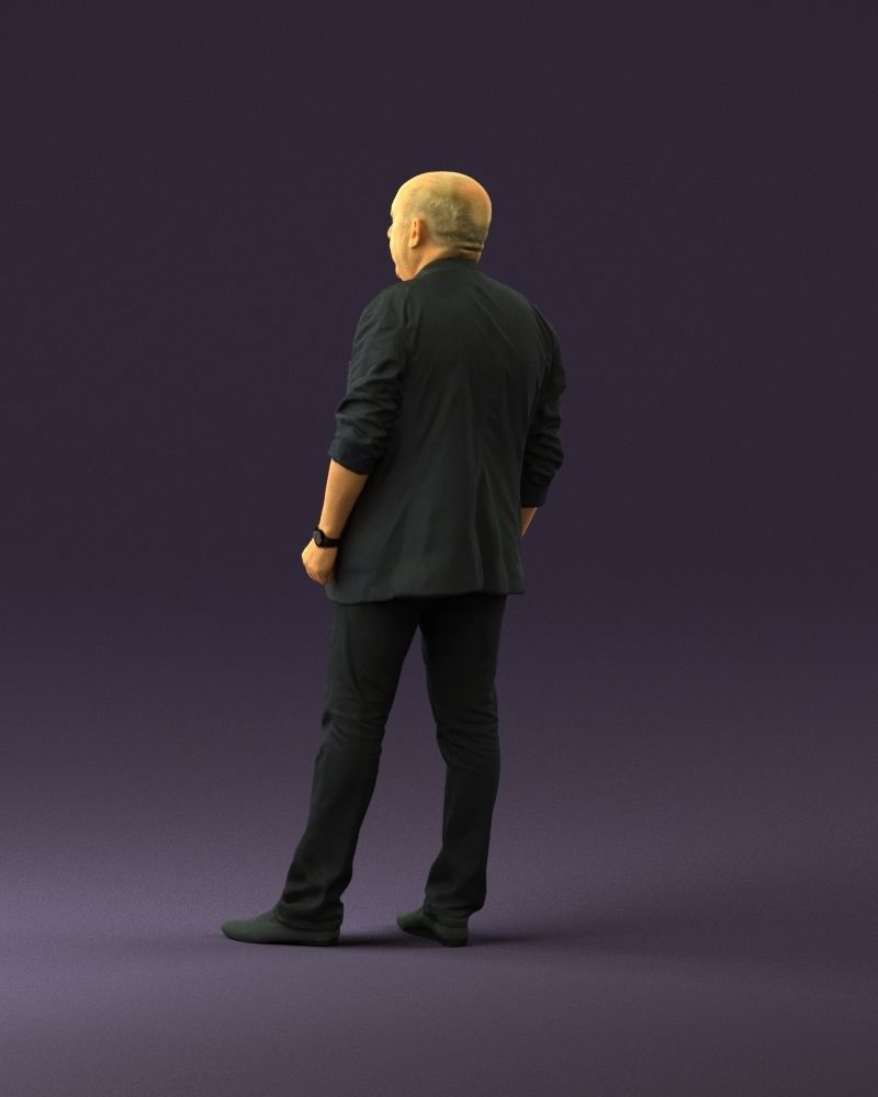 Skinhead man in dar jacket red shirt inside 0933 3D Print Ready 3D print model_19