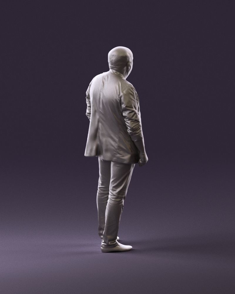 Skinhead man in dar jacket red shirt inside 0933 3D Print Ready 3D print model_5