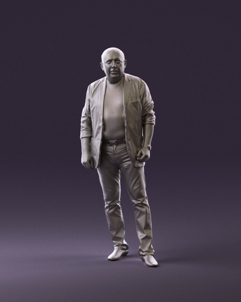 Skinhead man in dar jacket red shirt inside 0933 3D Print Ready 3D print model_11