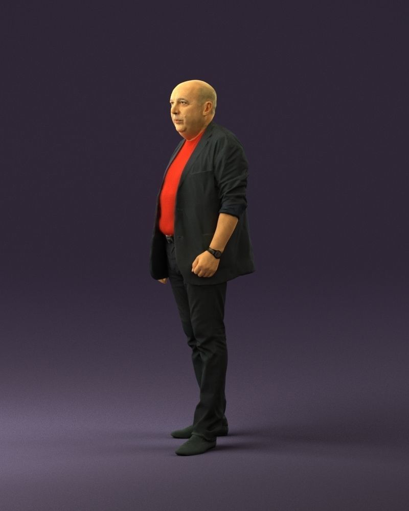 Skinhead man in dar jacket red shirt inside 0933 3D Print Ready 3D print model_21