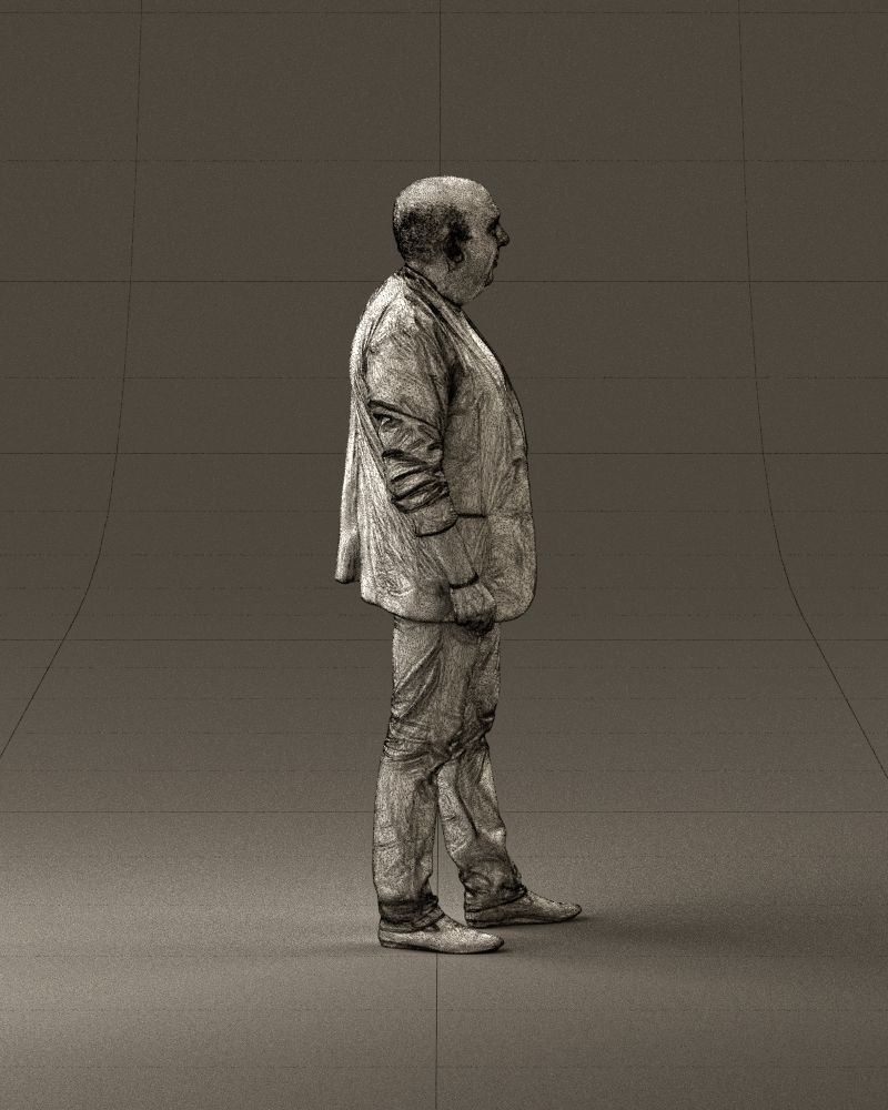 Skinhead man in dar jacket red shirt inside 0933 3D Print Ready 3D print model_28