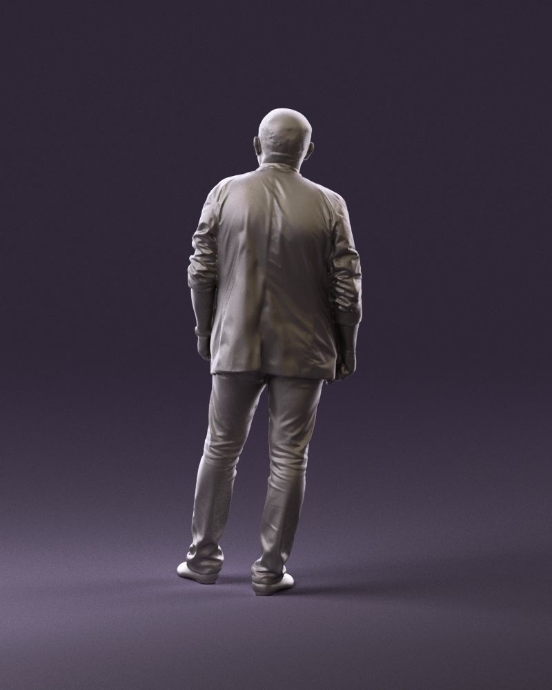 Skinhead man in dar jacket red shirt inside 0933 3D Print Ready 3D print model_6