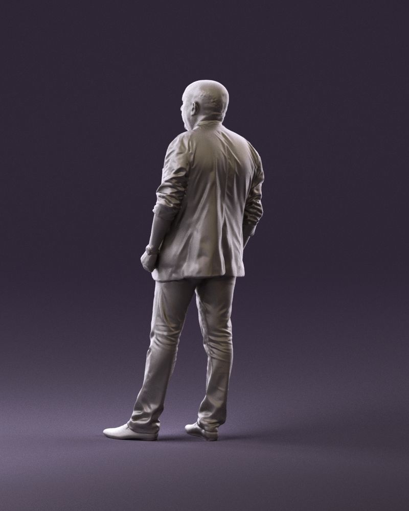 Skinhead man in dar jacket red shirt inside 0933 3D Print Ready 3D print model_7