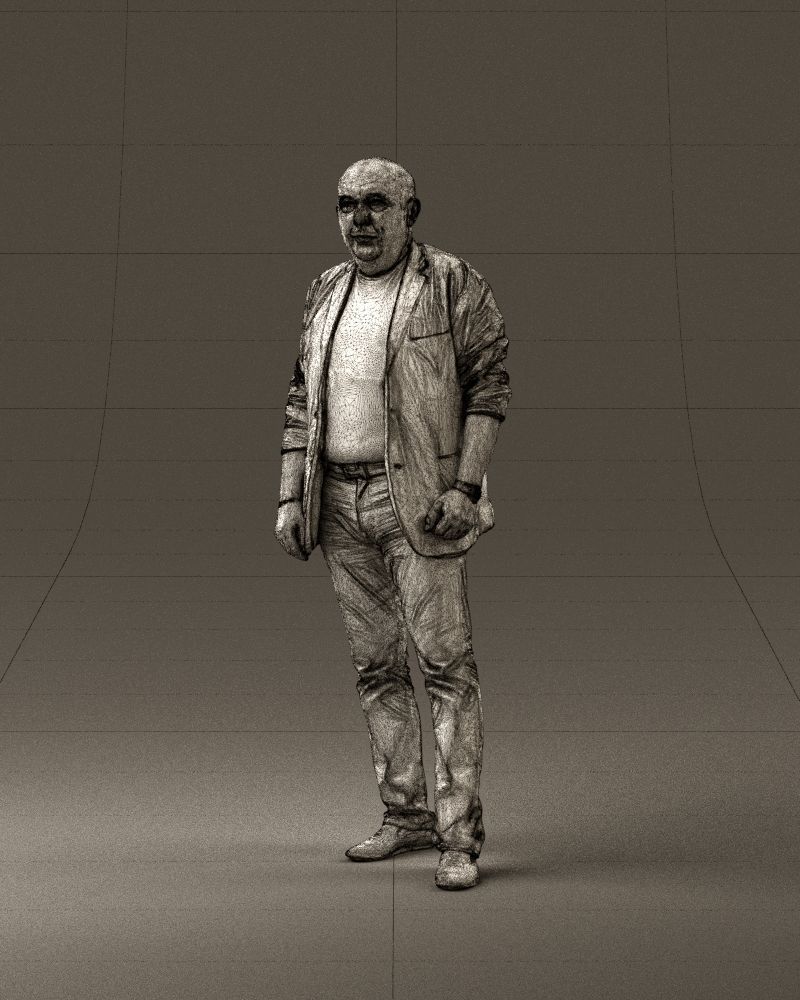 Skinhead man in dar jacket red shirt inside 0933 3D Print Ready 3D print model_34