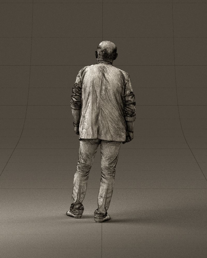 Skinhead man in dar jacket red shirt inside 0933 3D Print Ready 3D print model_30