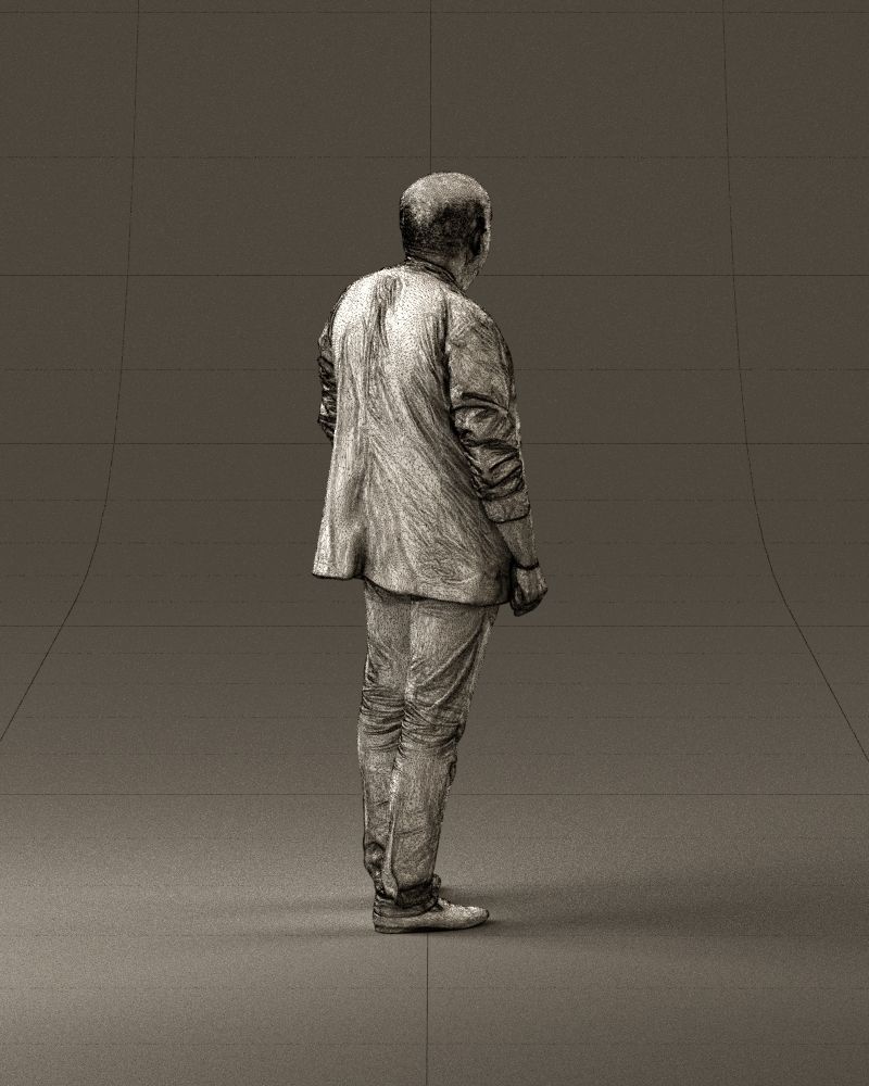 Skinhead man in dar jacket red shirt inside 0933 3D Print Ready 3D print model_29