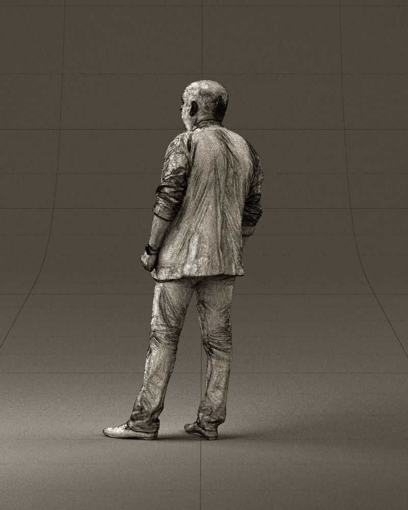 Skinhead man in dar jacket red shirt inside 0933 3D Print Ready 3D print model_31