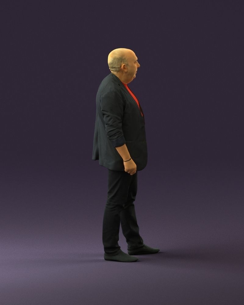 Skinhead man in dar jacket red shirt inside 0933 3D Print Ready 3D print model_16