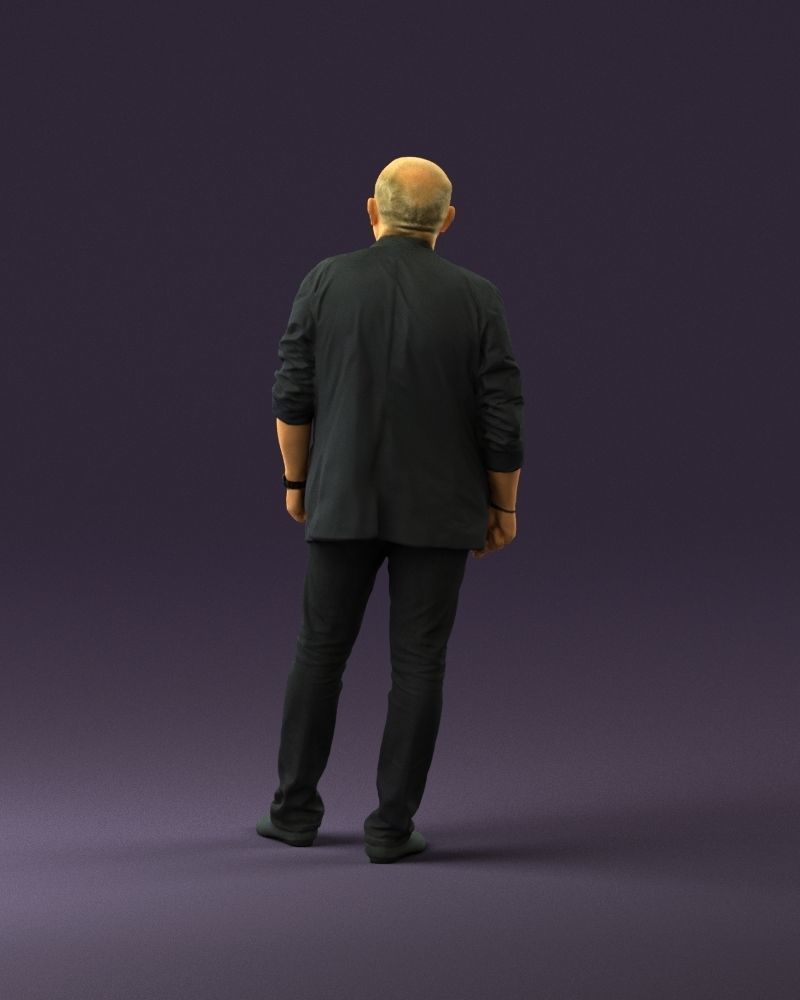 Skinhead man in dar jacket red shirt inside 0933 3D Print Ready 3D print model_18