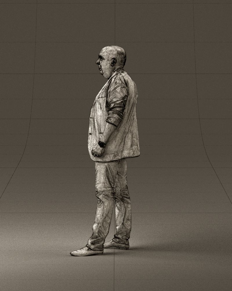 Skinhead man in dar jacket red shirt inside 0933 3D Print Ready 3D print model_32