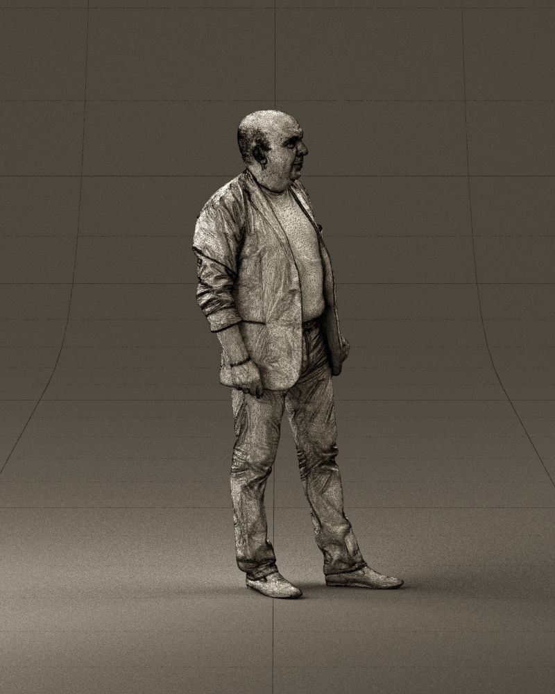 Skinhead man in dar jacket red shirt inside 0933 3D Print Ready 3D print model_27