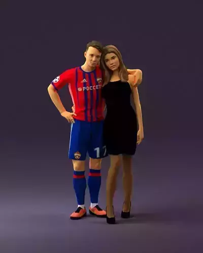 Soccerplayer with girl in black Dress 0922