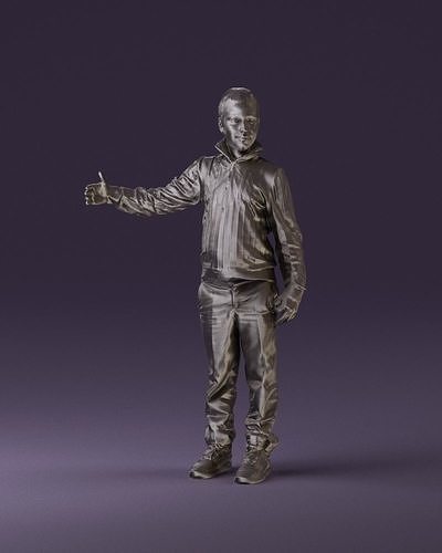 Teen boy in sweater blue pants blue shoes 0931 3D Print Ready 3D print model