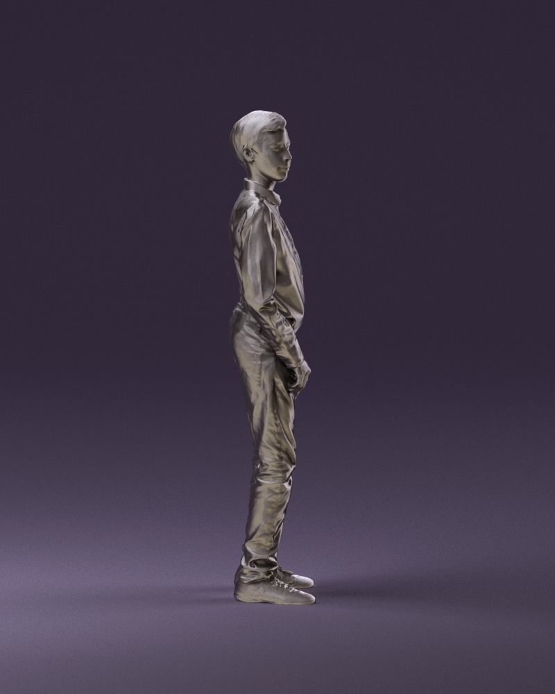 Teen boy in white tshirt tell greenish shoes 0932 3D Print Ready 3D print model_3