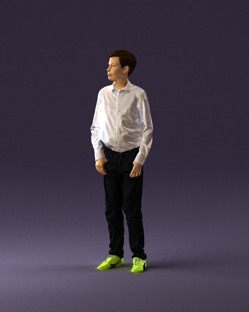 Teen boy in white tshirt tell greenish shoes 0932 3D Print Ready 3D print model_21