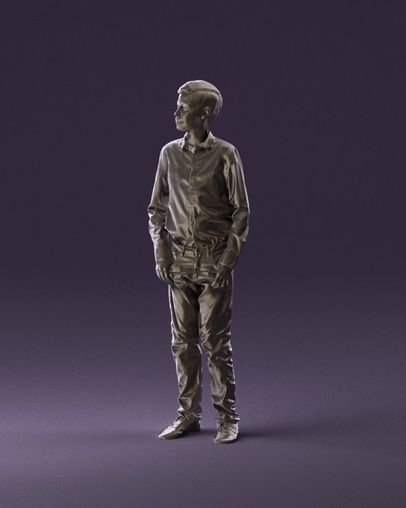 Teen boy in white tshirt tell greenish shoes 0932 3D Print Ready 3D print model_9