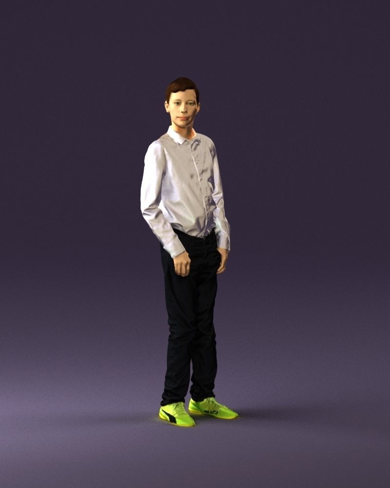 Teen boy in white tshirt tell greenish shoes 0932 3D Print Ready 3D print model_13
