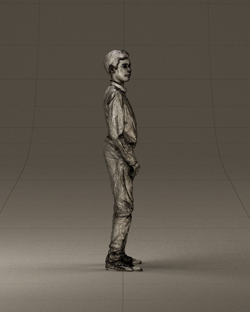 Teen boy in white tshirt tell greenish shoes 0932 3D Print Ready 3D print model_27