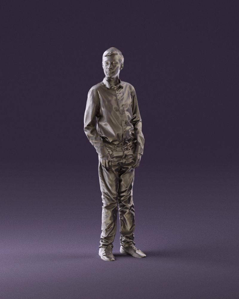 Teen boy in white tshirt tell greenish shoes 0932 3D Print Ready 3D print model_11