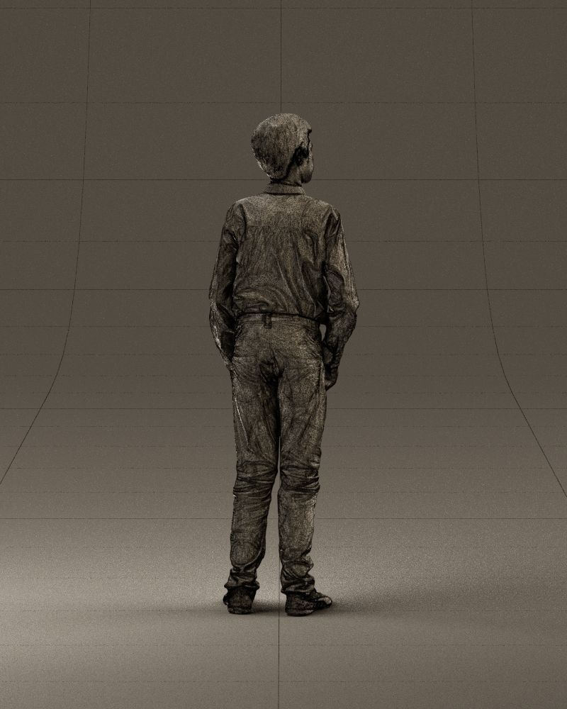 Teen boy in white tshirt tell greenish shoes 0932 3D Print Ready 3D print model_29