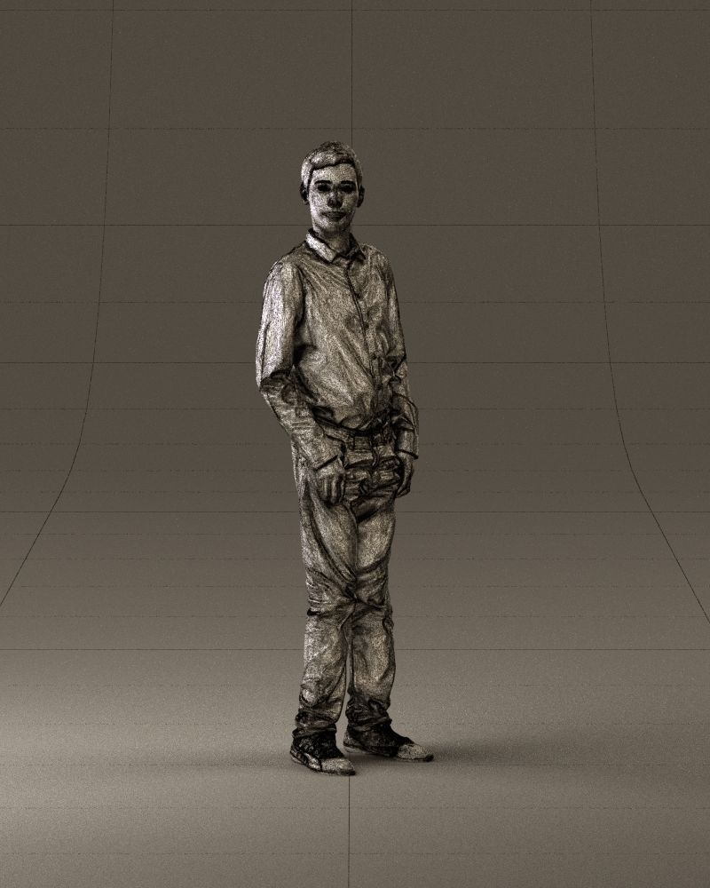 Teen boy in white tshirt tell greenish shoes 0932 3D Print Ready 3D print model_25