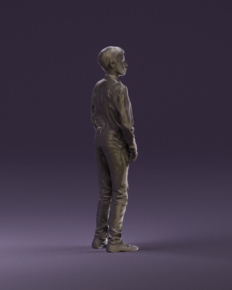 Teen boy in white tshirt tell greenish shoes 0932 3D Print Ready 3D print model_4