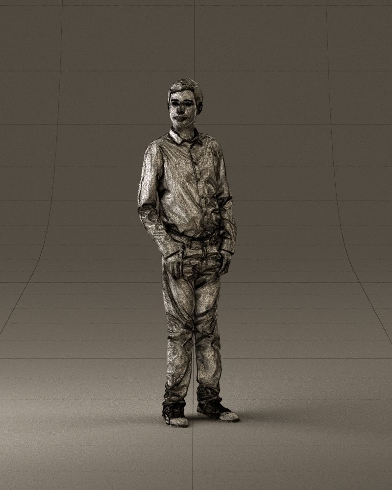 Teen boy in white tshirt tell greenish shoes 0932 3D Print Ready 3D print model_35