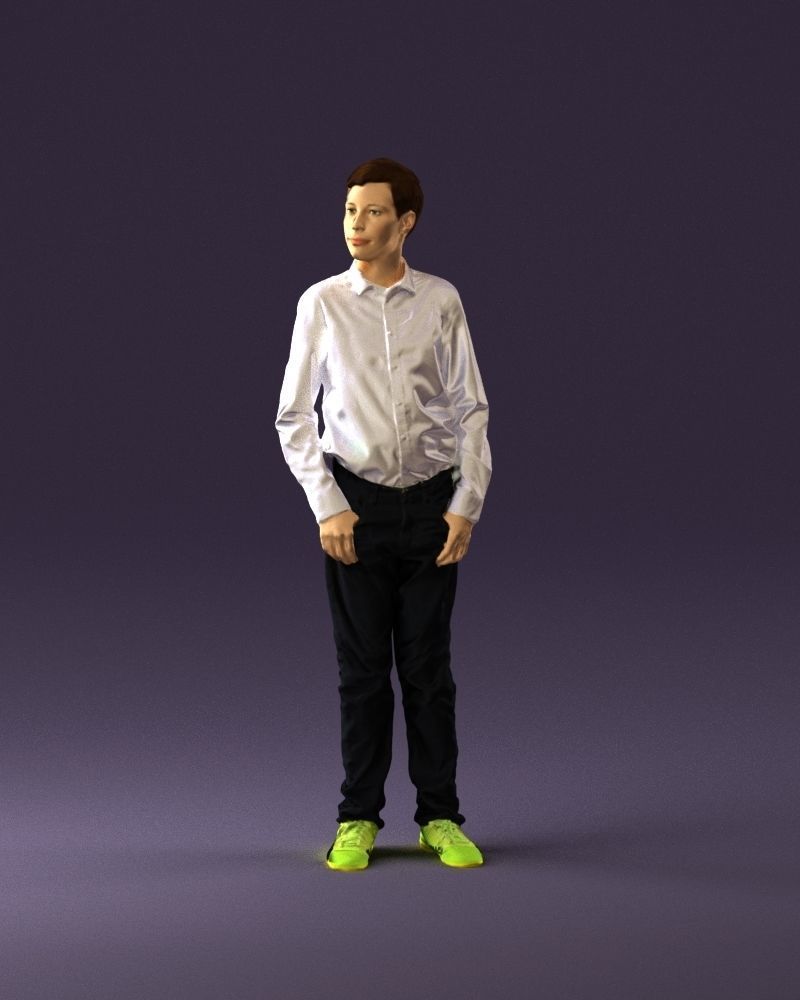 Teen boy in white tshirt tell greenish shoes 0932 3D Print Ready 3D print model_22