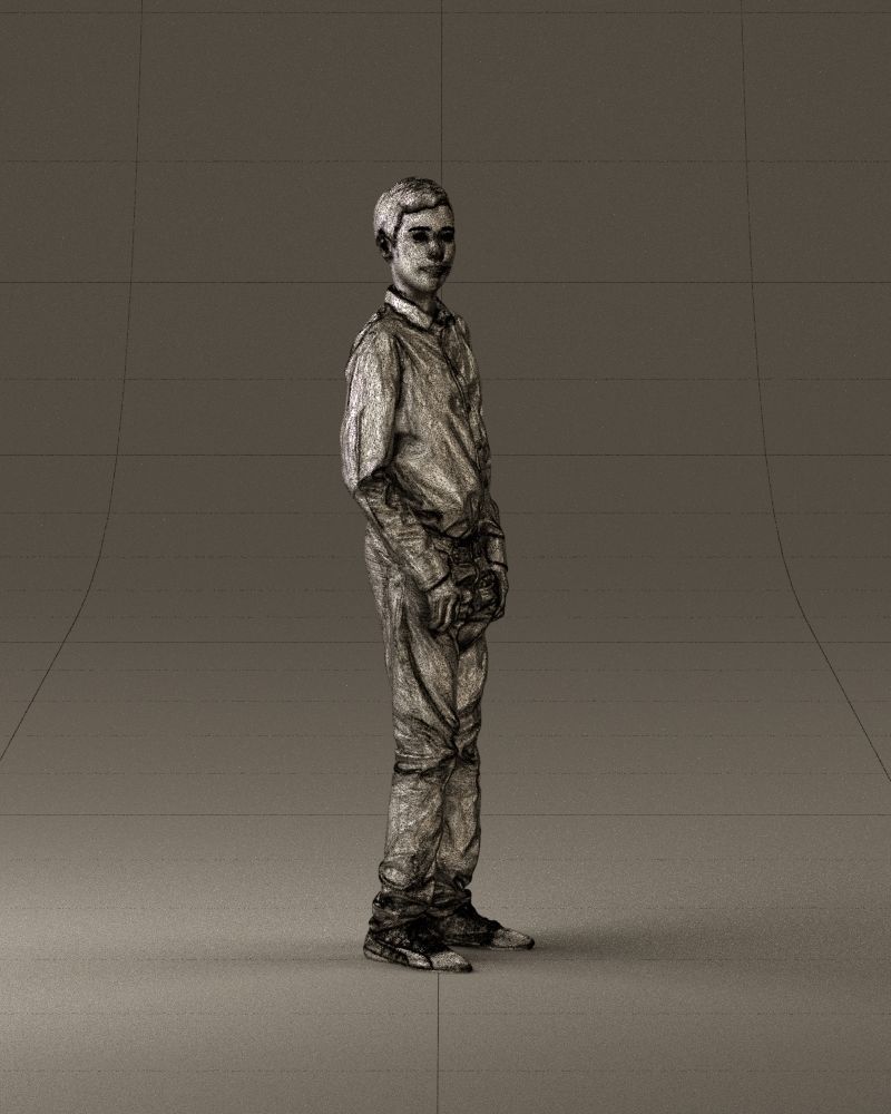 Teen boy in white tshirt tell greenish shoes 0932 3D Print Ready 3D print model_26