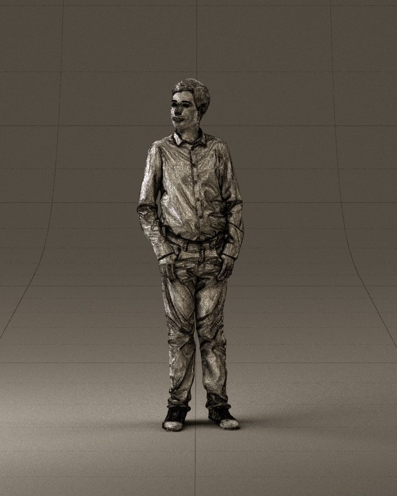 Teen boy in white tshirt tell greenish shoes 0932 3D Print Ready 3D print model_34