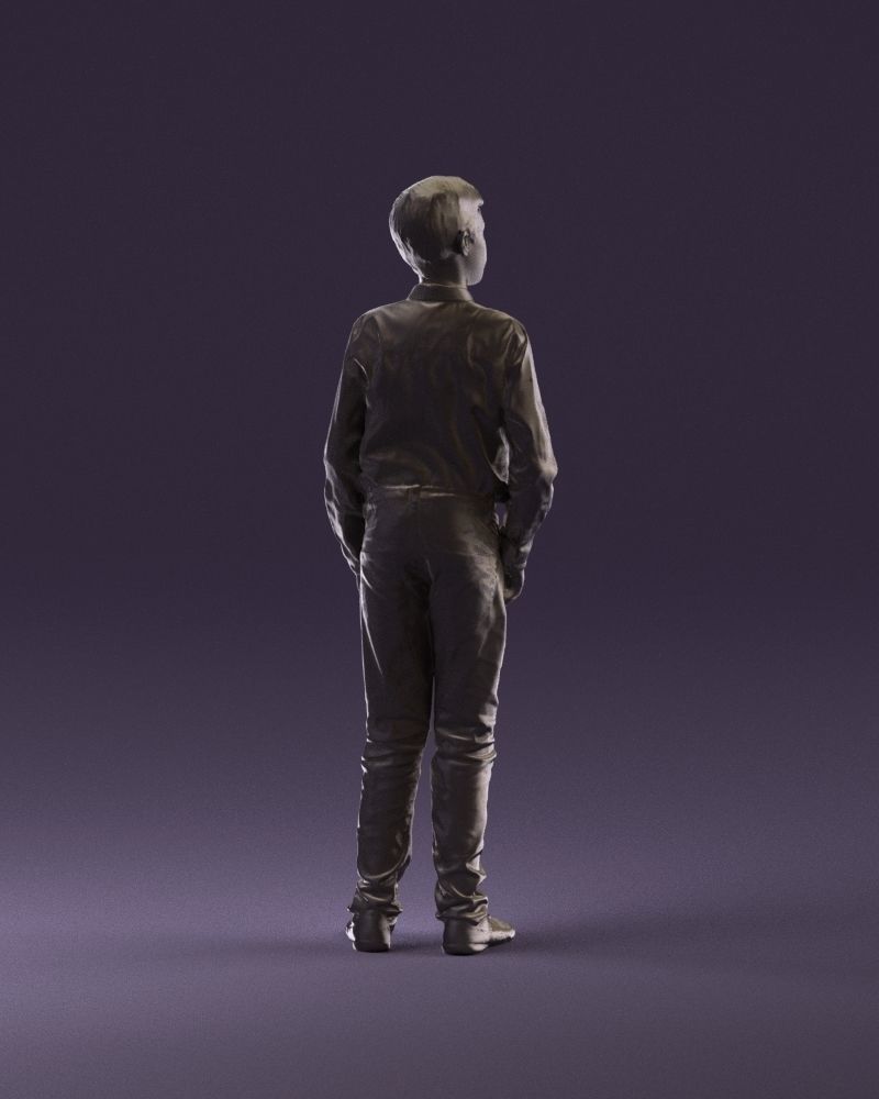 Teen boy in white tshirt tell greenish shoes 0932 3D Print Ready 3D print model_5