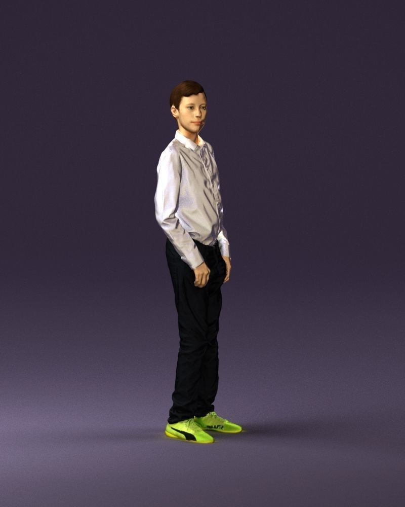 Teen boy in white tshirt tell greenish shoes 0932 3D Print Ready 3D print model_14