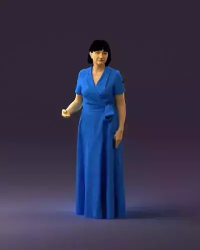 Woman in blue long dress 0921