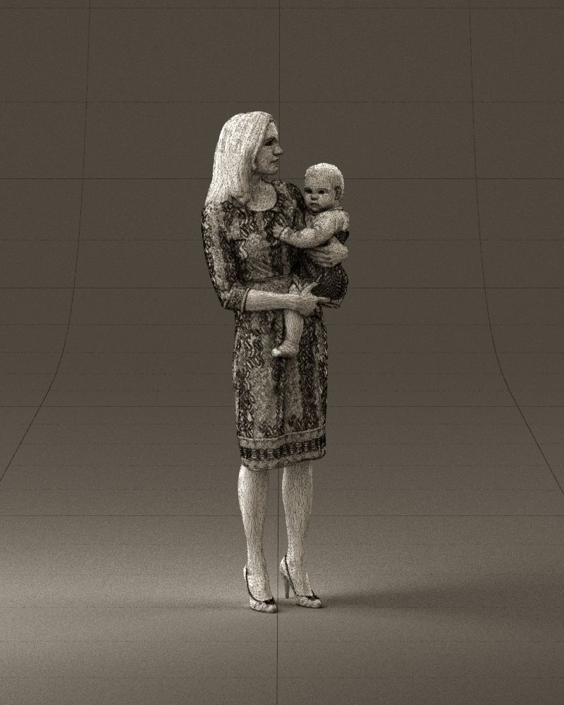 Woman with childon in hands 0919 3D model_27