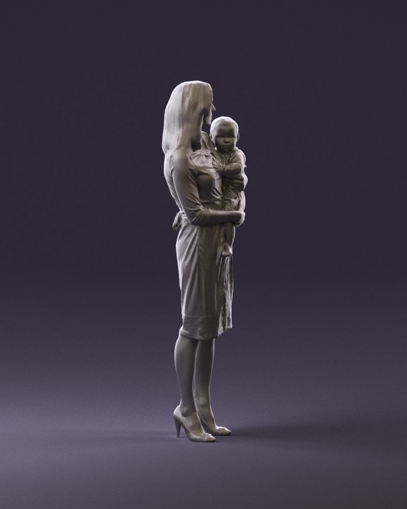 Woman with childon in hands 0919 3D model_16