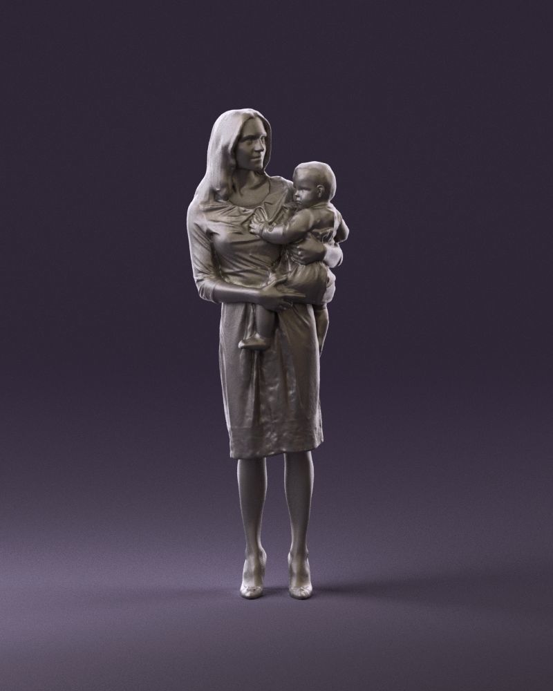 Woman with childon in hands 0919 3D model_14