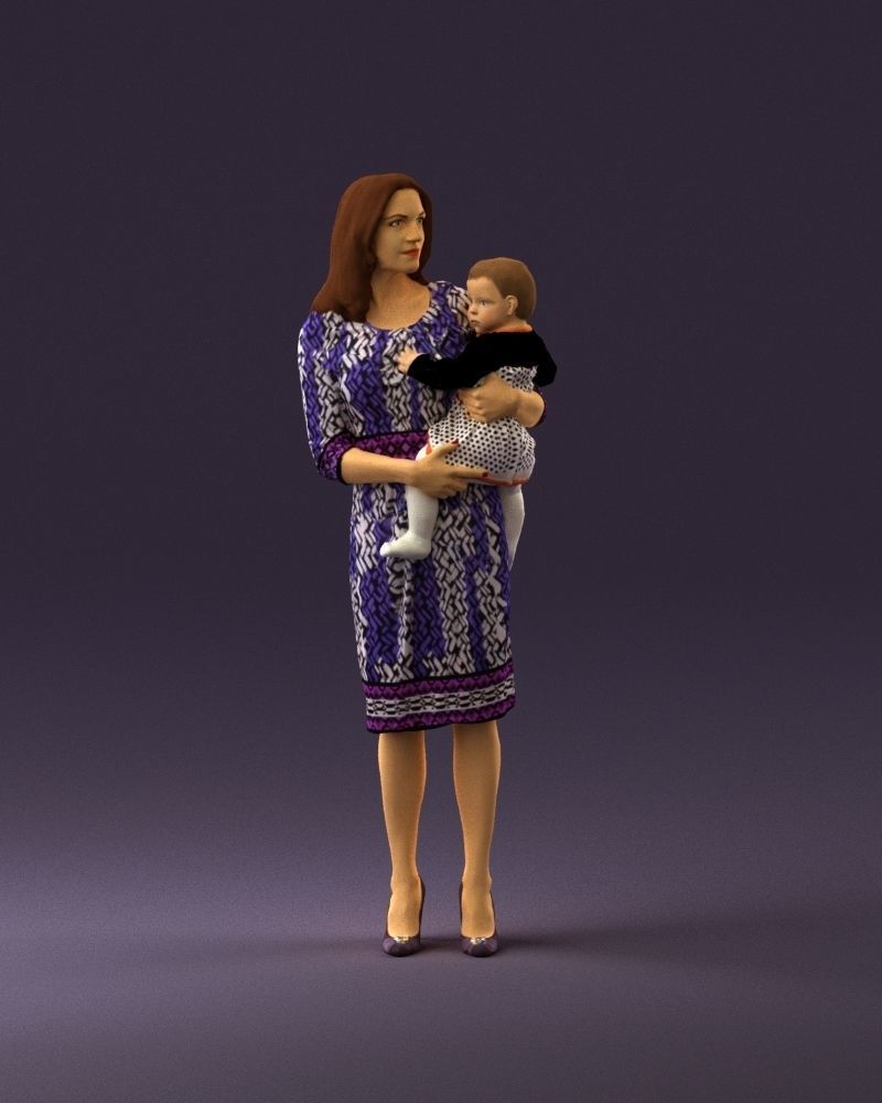Woman with childon in hands 0919 3D model_2