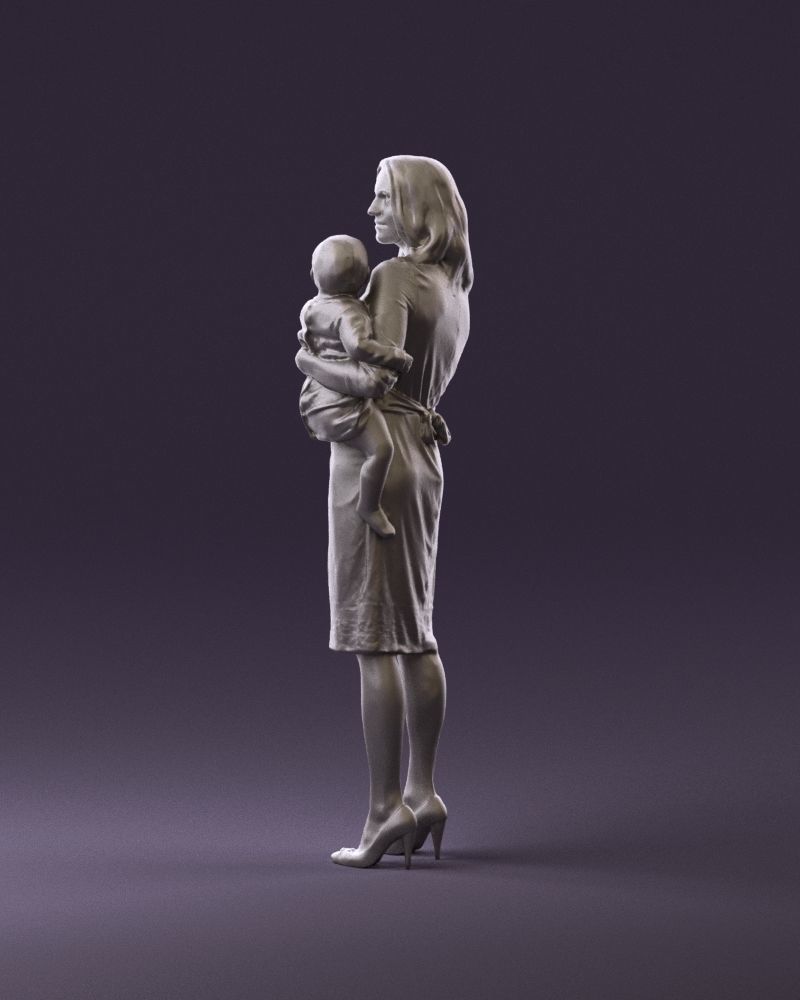 Woman with childon in hands 0919 3D model_20
