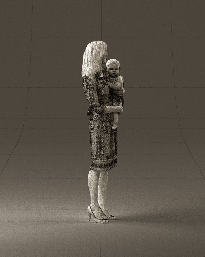 Woman with childon in hands 0919 3D model_28
