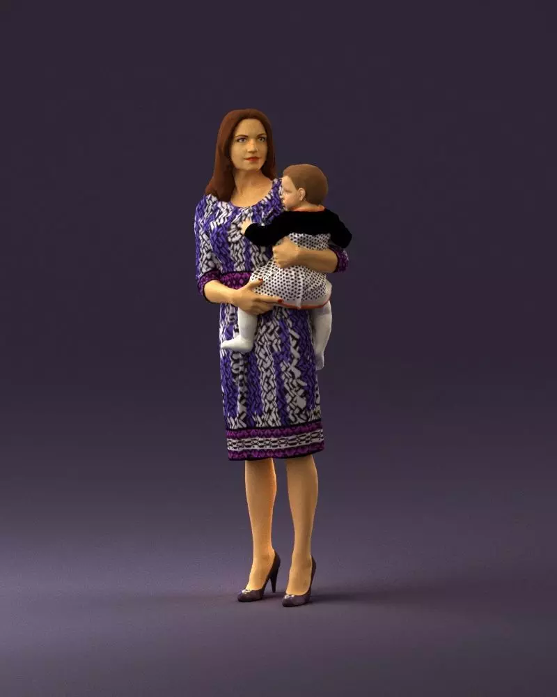 Woman with childon in hands 0919 3D model_0