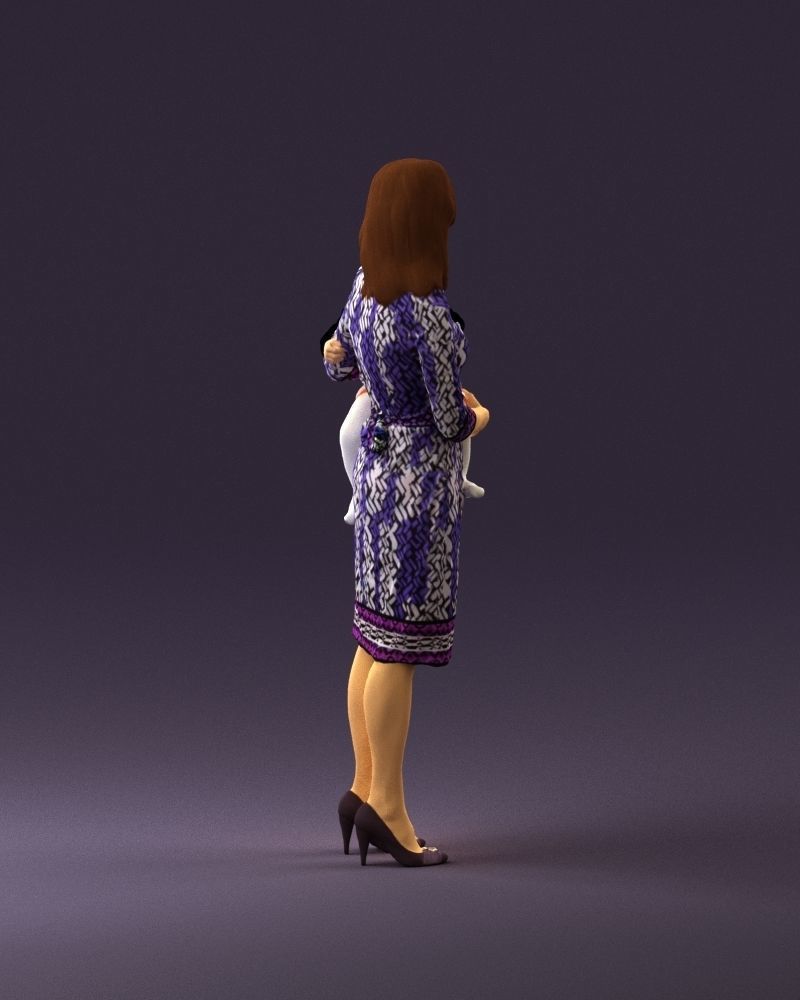 Woman with childon in hands 0919 3D model_5