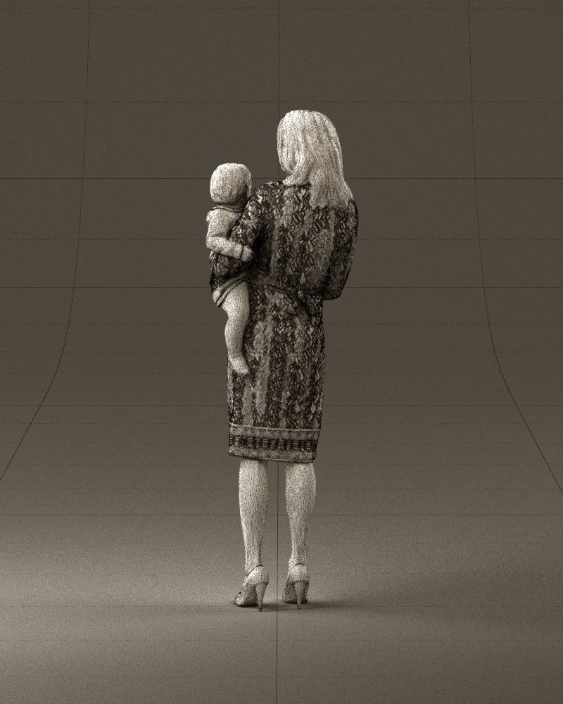 Woman with childon in hands 0919 3D model_31