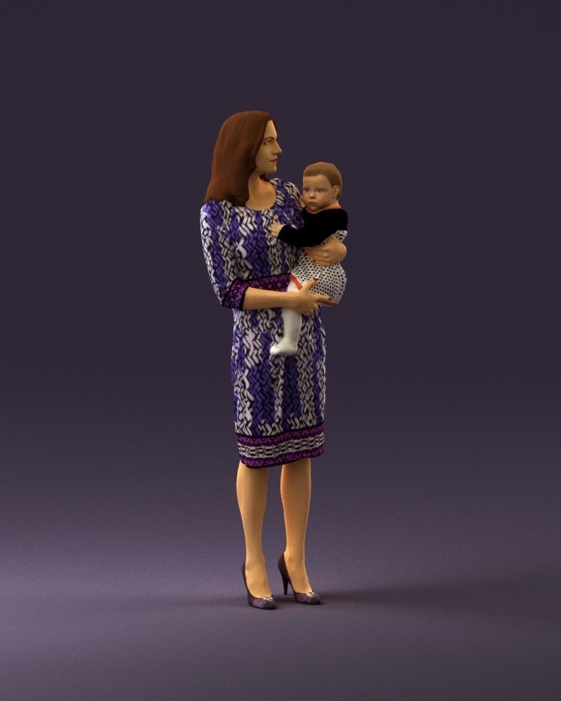 Woman with childon in hands 0919 3D model_3