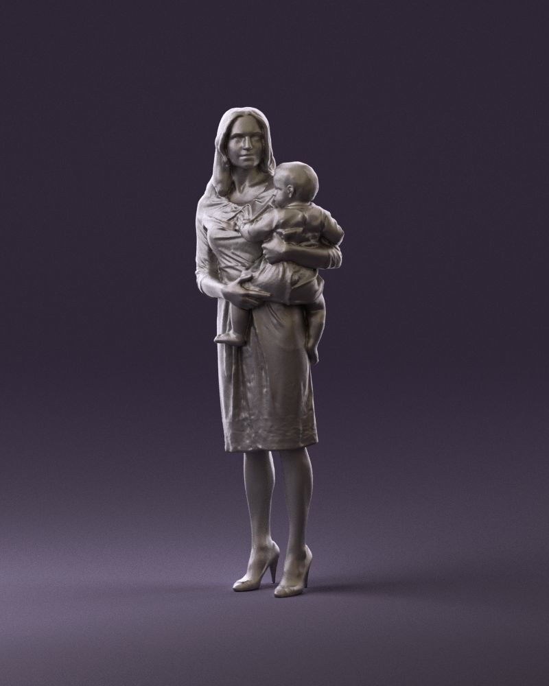 Woman with childon in hands 0919 3D model_23