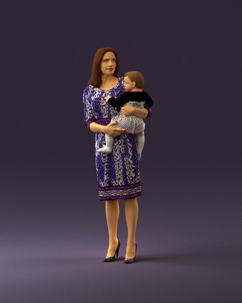 Woman with childon in hands 0919 3D model_1