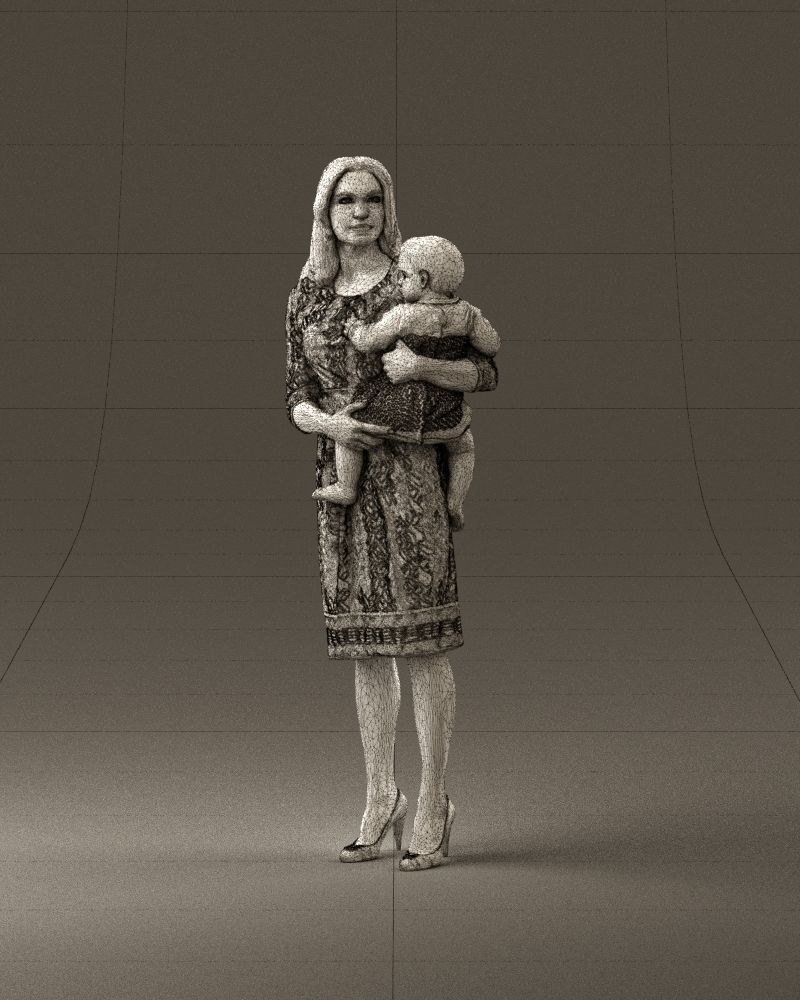 Woman with childon in hands 0919 3D model_35