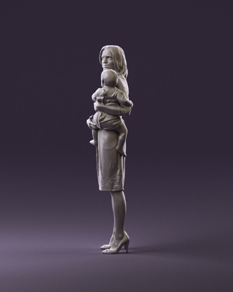 Woman with childon in hands 0919 3D model_21