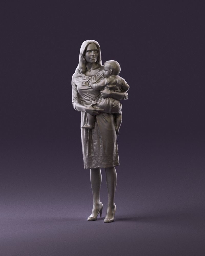 Woman with childon in hands 0919 3D model_12